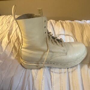 Women’s Dr. Martens cream color lace up boots. Bought last year. A few scuffs